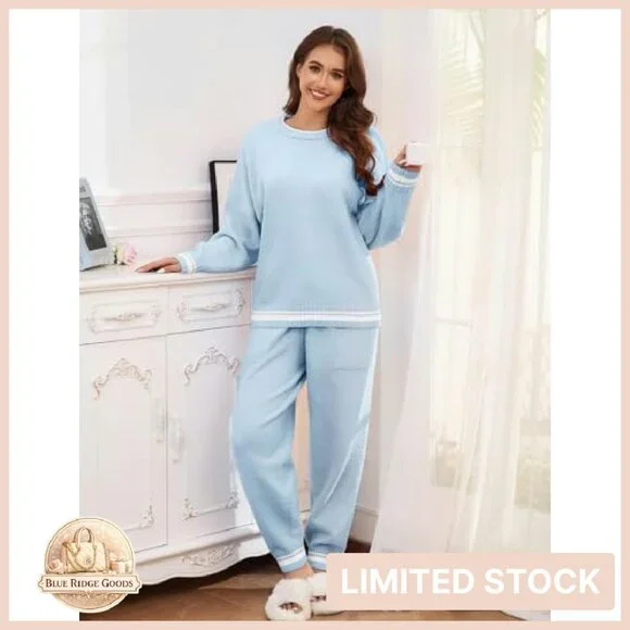 Fleece Pajama Set Cozy Fuzzy Lounge Wear Long Sleeve Two Piece Sleepwear